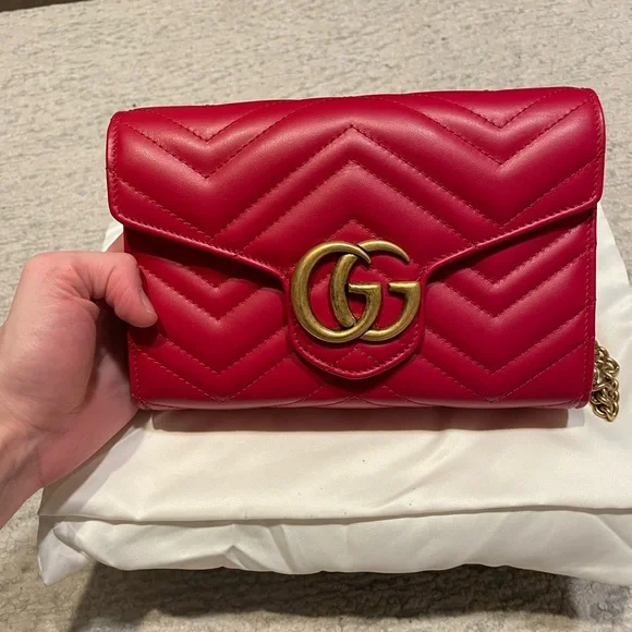 Gucci GG Marmont Wallet On Chain (Red) - Picture 10 of 10